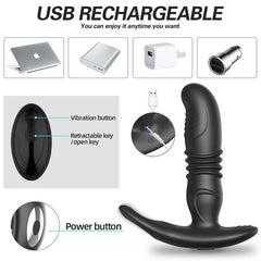 Thrusting Dildo Vibrating Anal Plugs Adult Sex Toys Remote Control Vibrator with 10 Vibrating
