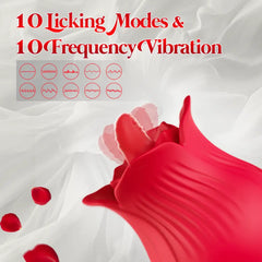 Tongue Licking Vibrating Rose Sex Toy for Women Pleasure, 10 Modes