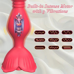 Rose Graduated Design Vibrating Anal Beads with 9 Modes, Anal Sex Toy for Women & Men