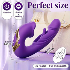 3-in-1 Thrusting Vibrator Sex Toys: 7 Slaps, 7 Vibrations, 5 Tongue Licks and Sucks, G-spot Stimulation with Nipple and Anal Stimulation Functions