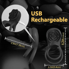 Rose-Shaped Clitoral Stimulator, 9 Intense Vibrations, G-Spot and Clitoris Stimulation for Enhanced Pleasure - Adult Sex Toys for Couples