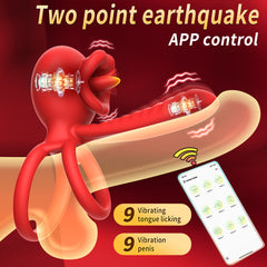 Cock Ring Penis Ring Vibrator Two Point Earthquake 9 vibrating tongue licking penis Longer Harder Stronger Erection