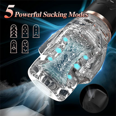Automatic Sucking Male Vibration Mastubator Cup Transparent Silicone Soft Pussy Oral Blowjob Equipment Men Adult Supplies