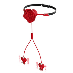 Vibrating Rose Nipple Clamp Toys, 3 in 1 Adjustable Rose Necklace Mouth Gag & Nipple Clitoral Adult Toys with 10 Stimulations