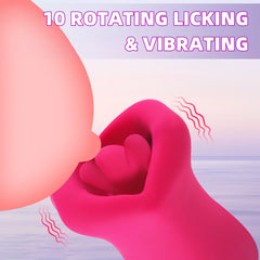 Tongue Rose Sex Stimulator for Women with 10 Rotating Licking and 10 Vibrating Modes