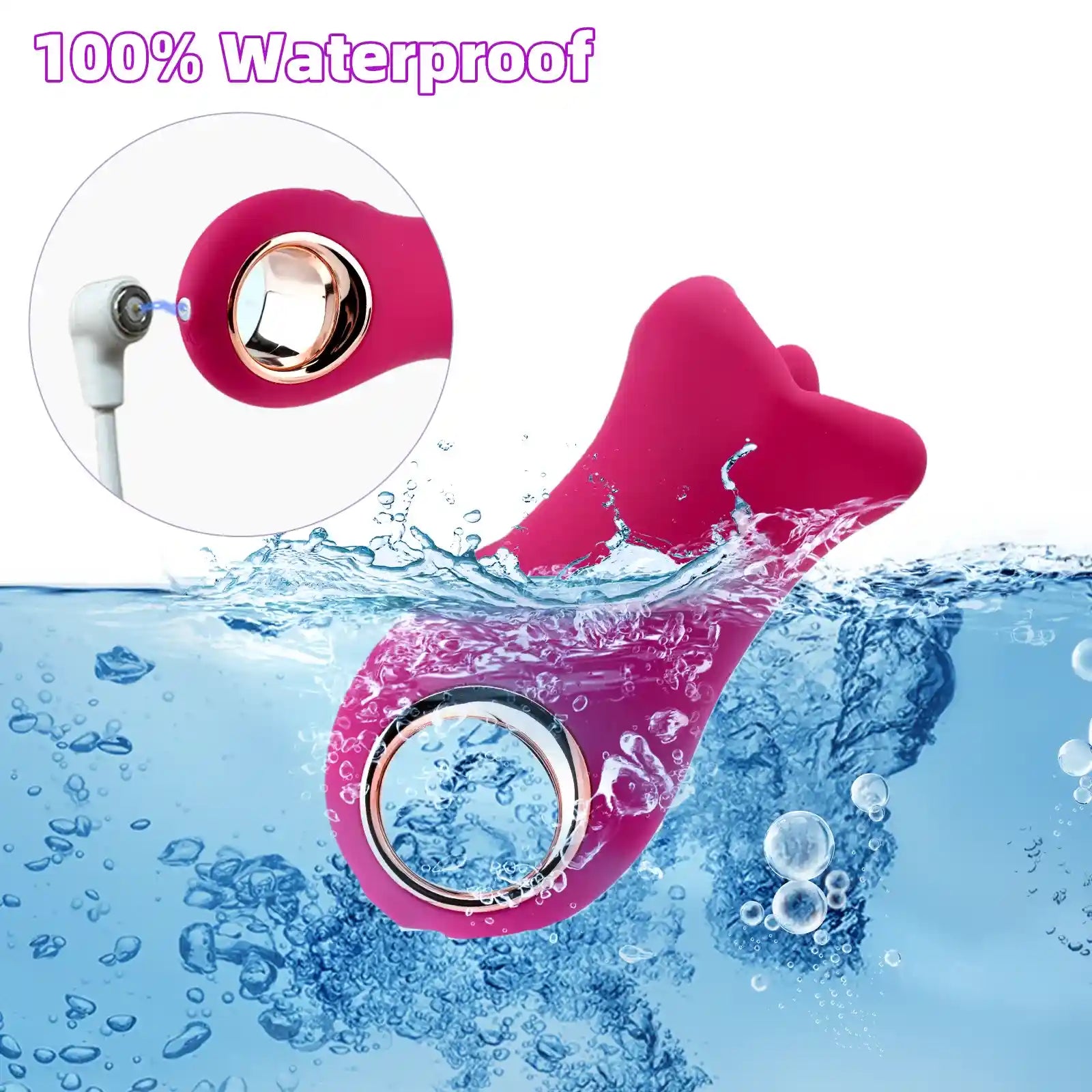 Tongue Rose Sex Stimulator for Women with 10 Rotating Licking and 10 V