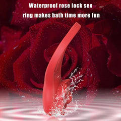 Powerful vibrating penis ring with rose-shaped clitoral stimulator, APP remote control sex toys for men