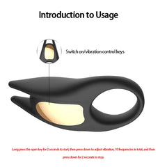 Lock Ring Silicagel Penis Ring for Men Vibrating Cock Ring with Rabbit Design Rechargeable Penis Ring Vibrator with 10 Vibration Modes