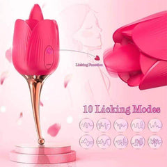 Rose Toy Tongue Licking Vibrator for Women G Spot 3 In1 Clitoral Stimulation Nipple Massager Adult Sex Toys for Female