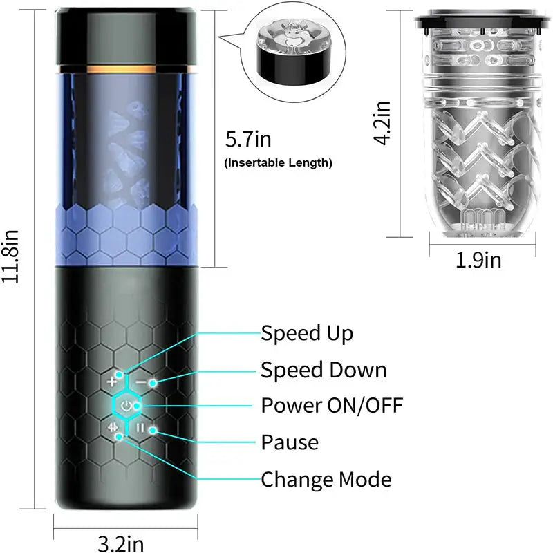 Thrusting Rotating Telescopic Masturbation Cup