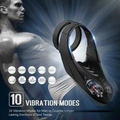 Vibrating Rechargeable Silicone Penis Ring Male Masturbator