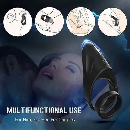 Vibrating Rechargeable Silicone Penis Ring Male Masturbator