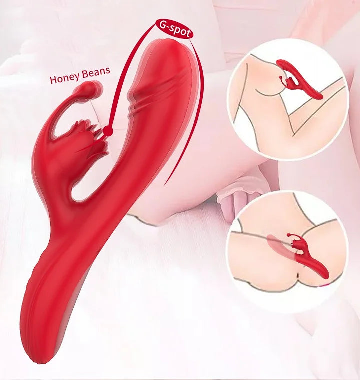 Rose Sex Toys Female G-spot Vibrator with Heat Rabbit Vibrator with 10 Vibration Pattern