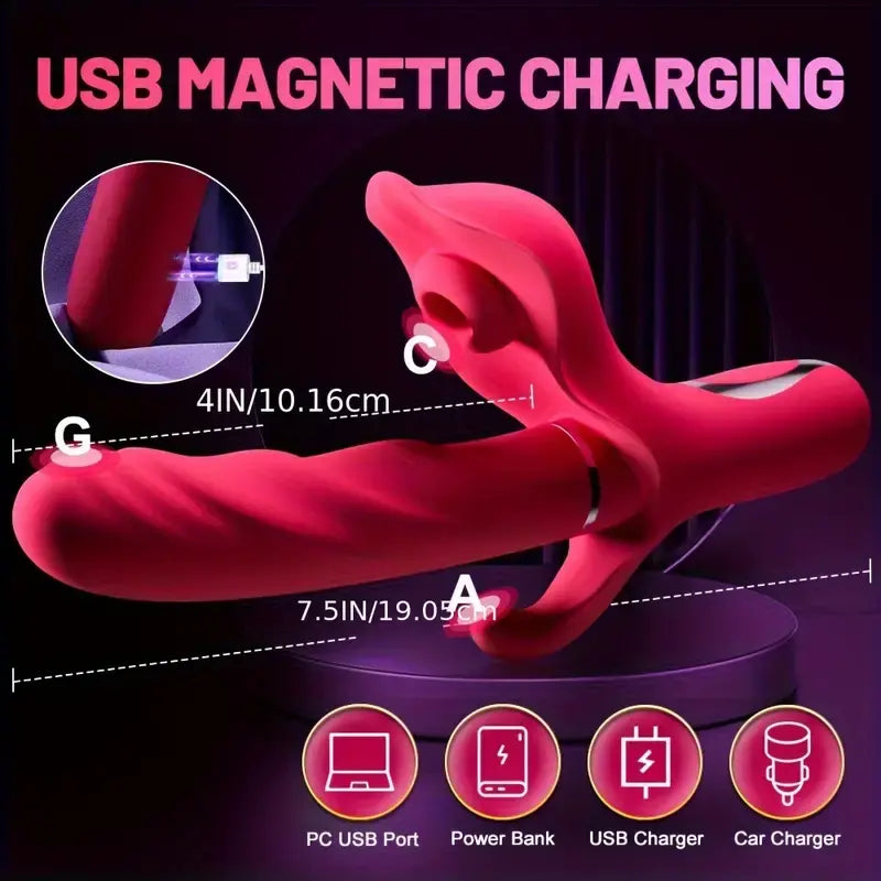 Adult toys Thrusting Dildo G Spot Rabbit Vibrator - 3 in 1 Dildos Clitoral Stimulator Toys with Thrusting Flapping Vibration Modes