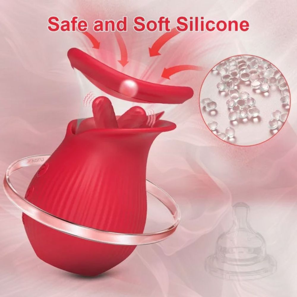 Double Tongue Clit Licking Sucking Rose Flower Shape Toy Vibrator With Double Tongue Clit Licking Sucking Rose Flower Shape Toy Vibrator With
