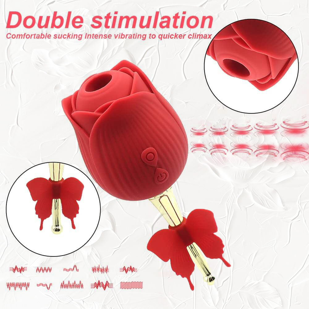 Butterfly Rose Sex Toy with High-frequency Vibrating & Sucking for Cli Butterfly Rose Sex Toy with High-frequency Vibrating & Sucking for Cli