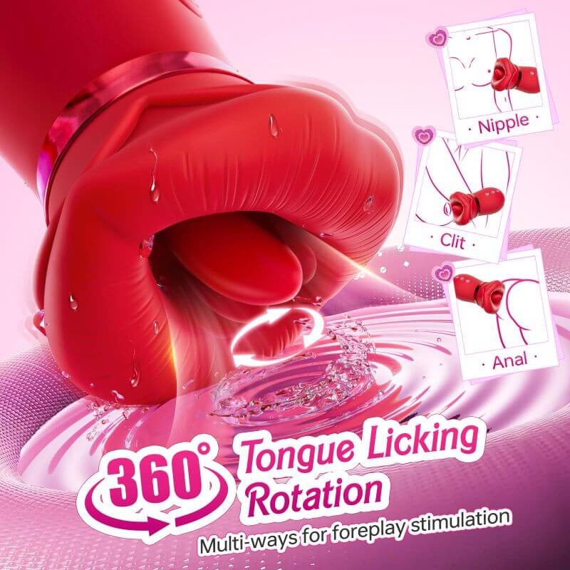 Rose Sex Toy  - 5IN1 Mouth Sucking  Anal Clit Nipple Vibrators For Couples