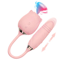 2 in1 Rose Sex Toy Stimulator Adult Toys Clitoral Tongue Licking G Spot Vibrators Thrusting Dildo Vibrator for Women