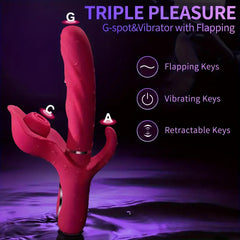 Adult toys Thrusting Dildo G Spot Rabbit Vibrator - 3 in 1 Dildos Clitoral Stimulator Toys with Thrusting Flapping Vibration Modes