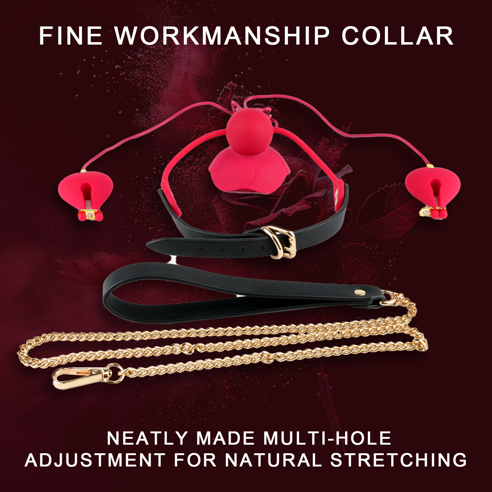 Vibrating Rose Nipple Clamp Toys, 3 in 1 Adjustable Rose Necklace Mout Vibrating Rose Nipple Clamp Toys, 3 in 1 Adjustable Rose Necklace Mout