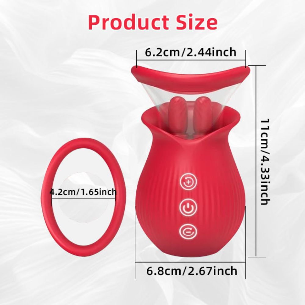 Double Tongue Clit Licking Sucking Rose Flower Shape Toy Vibrator with Double Tongue Clit Licking Sucking Rose Flower Shape Toy Vibrator with