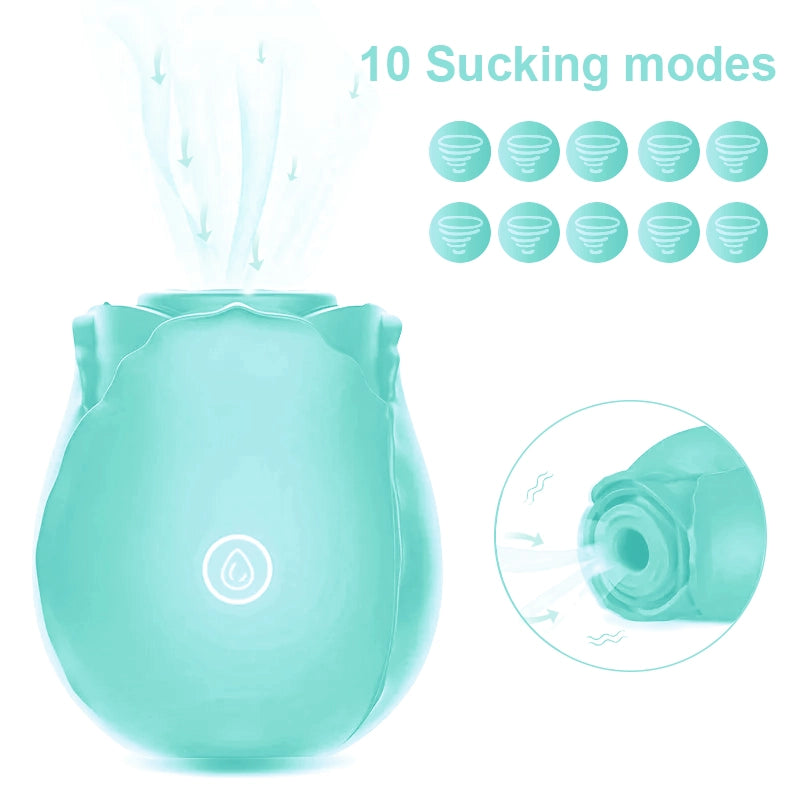 Green rose toy-Clitoral Sucking Vibrator Sucking 10 Modes for Nipple, Clitoral and Anal Stimulation USB Rechargeable