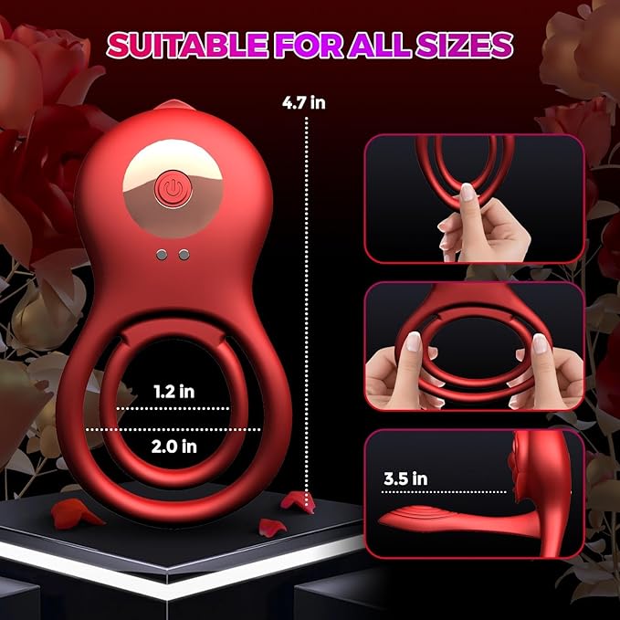 Penis Vibrator Cock Ring for Couples Vibrating Erection Sex Adult Toys Adjustable Cockring Clit Stimulator G-spot Vibrator with 10 Modes Male Pleasure