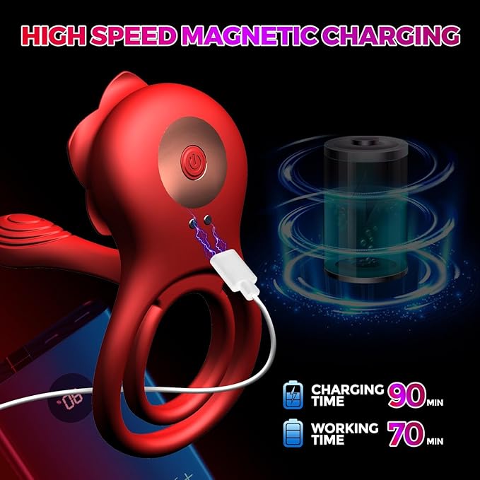 Red Penis Vibrator Cock Ring for Couples Vibrating Erection Sex Adult Red Penis Vibrator Cock Ring for Couples Vibrating Erection Sex Adult