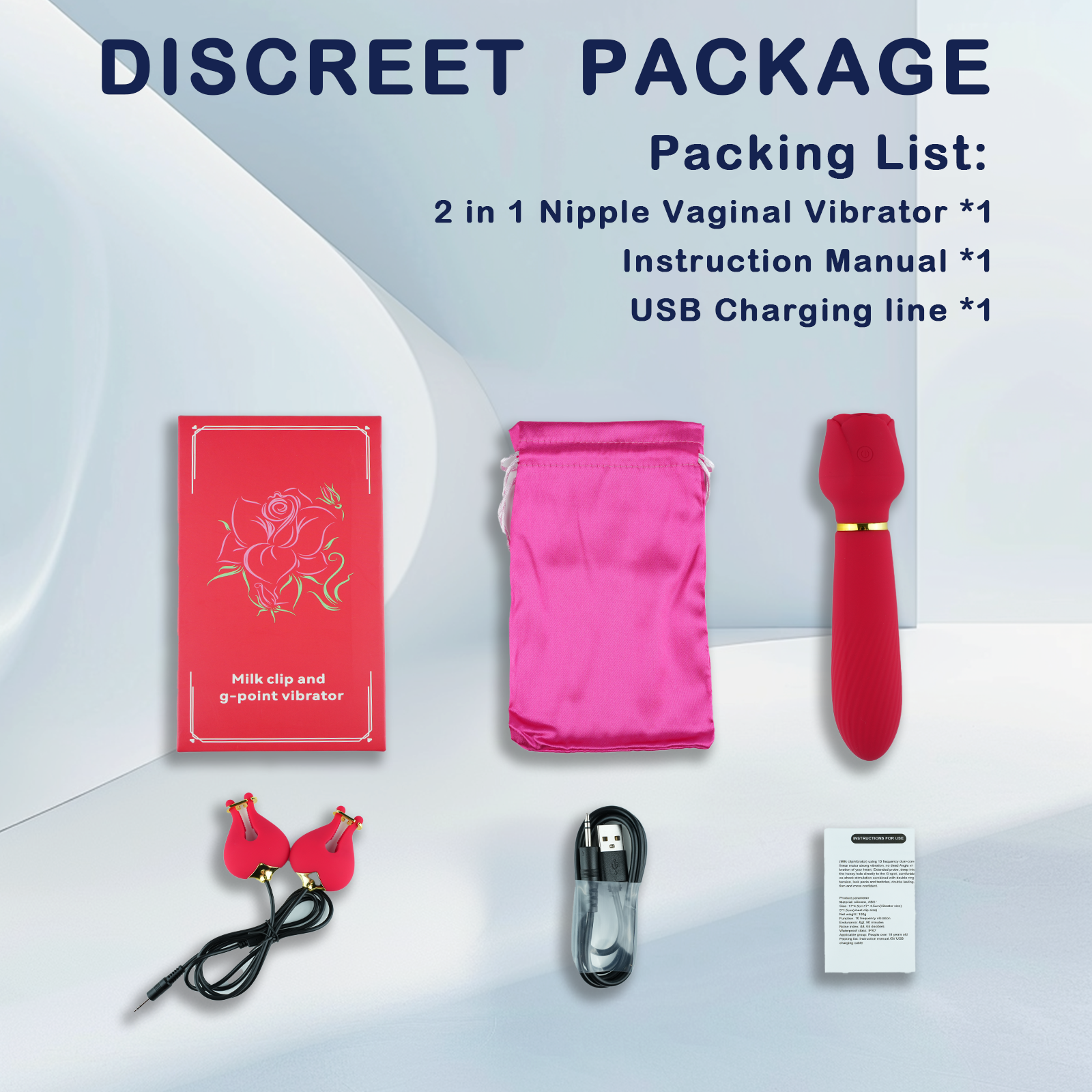 2-in-1 Vibrating Nipple Clamps G Spot Wand Vibrators for Women, Female 2-in-1 Vibrating Nipple Clamps G Spot Wand Vibrators for Women, Female