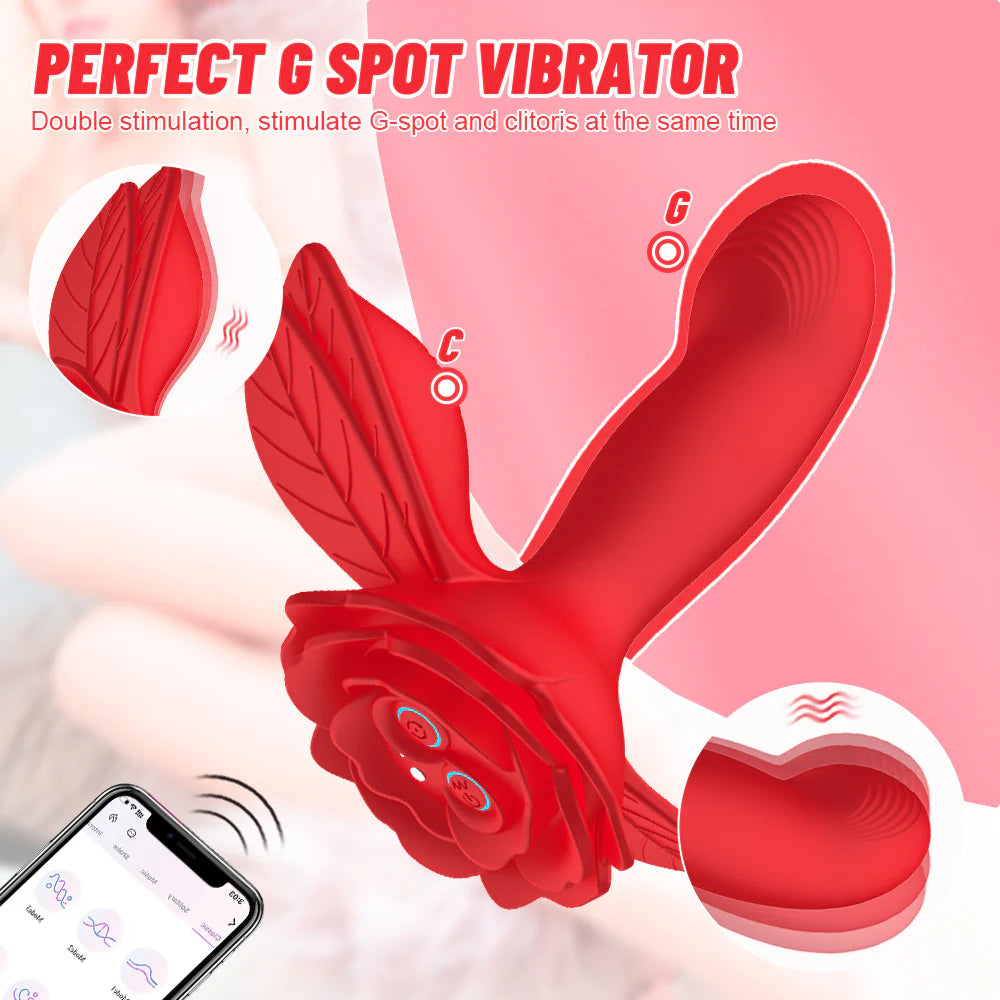Rose Toy Wearable Panty Vibrator 4 Twist and 10 Vibration Modes with A Rose Toy Wearable Panty Vibrator 4 Twist and 10 Vibration Modes with A