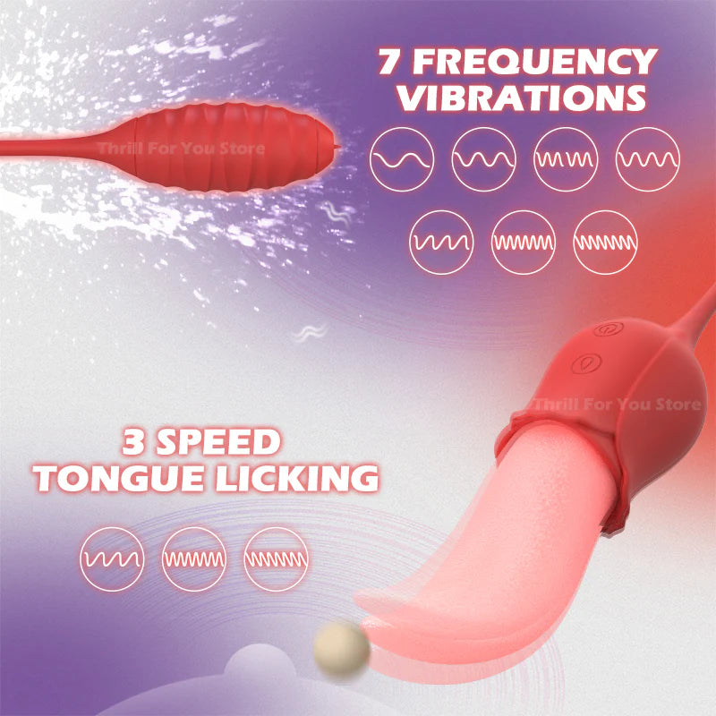 3IN1 Rose Sex Toy Realistic Tongue 7 Speed Licking 10 Vibrating Female 3IN1 Rose Sex Toy Realistic Tongue 7 Speed Licking 10 Vibrating Female