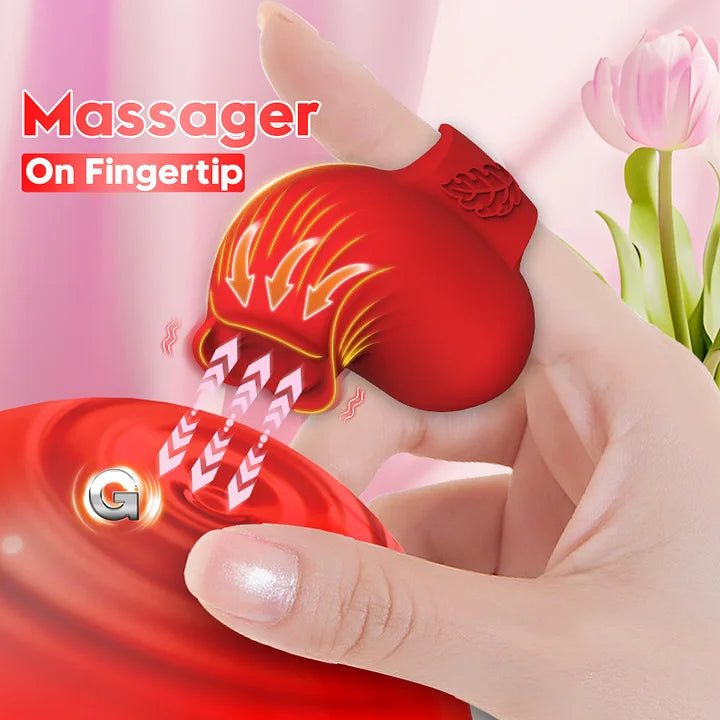 Rose Toy Finger Wearable Vibrator for Women patting Egg Clitoris Stimulator Adults Goods Sucking