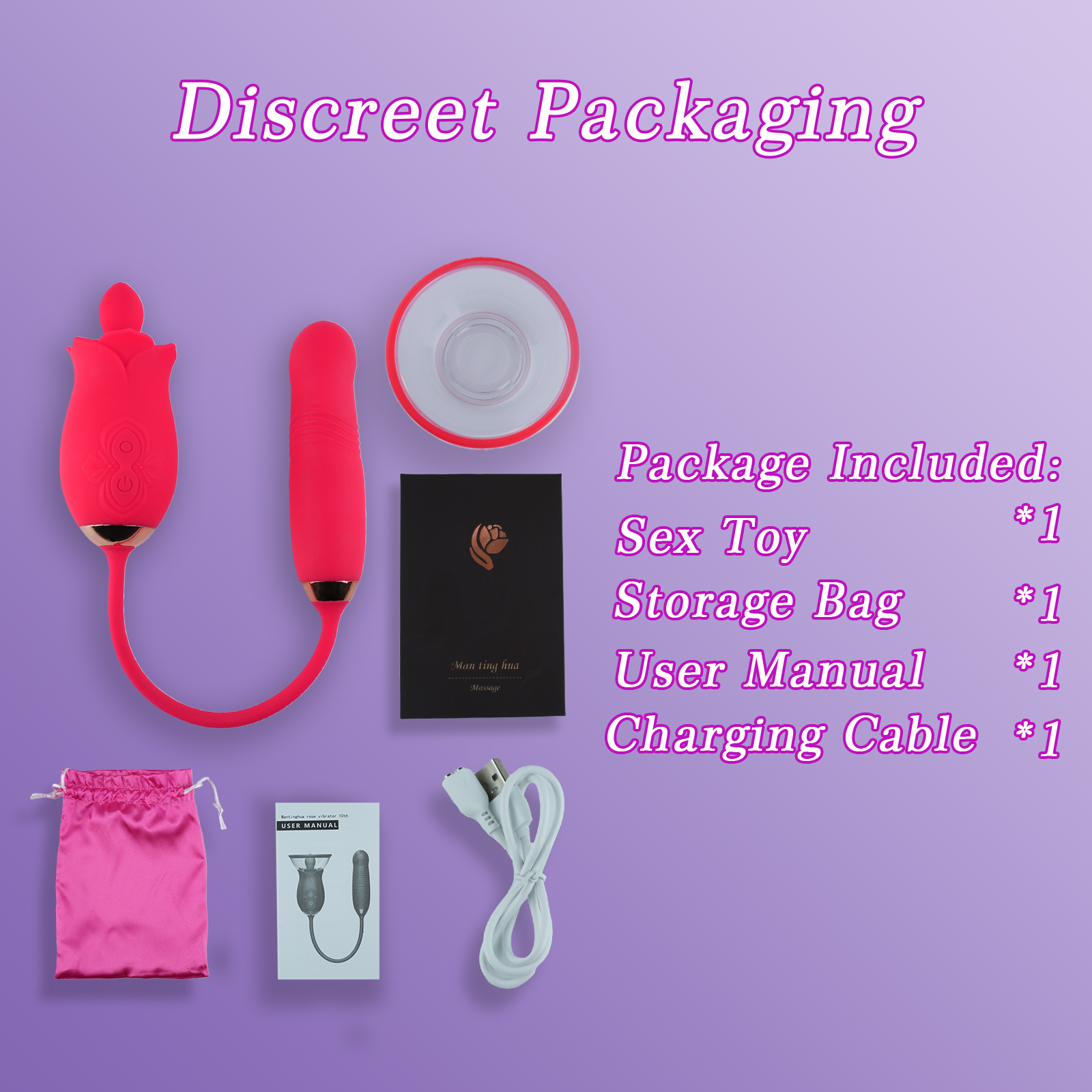 Rose Sex Toy with a Suction Cup - 3 in 1 Upgrade Rose Sex Stimulator f Rose Sex Toy with a Suction Cup - 3 in 1 Upgrade Rose Sex Stimulator f