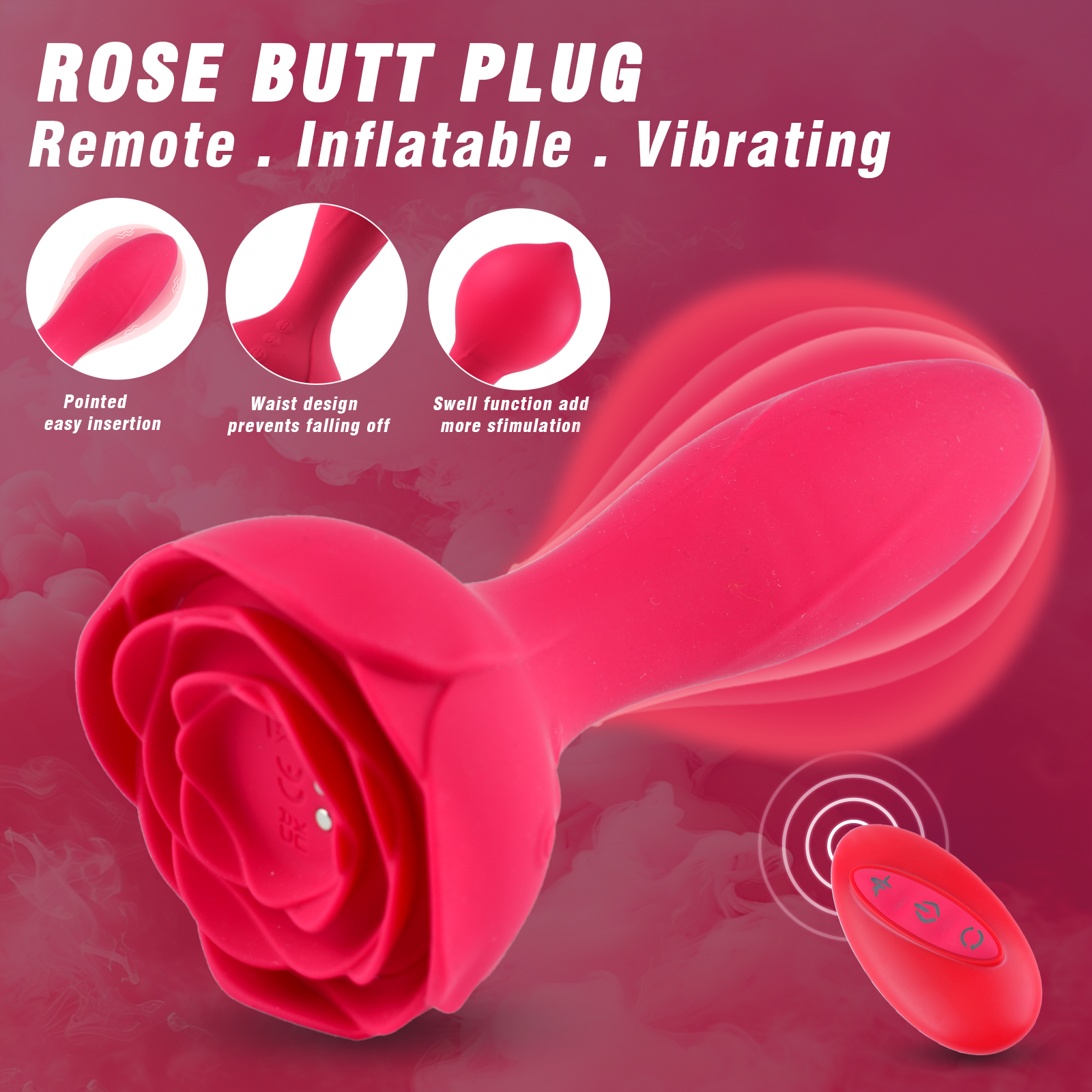 Rose Butt Plug & Inflatable Buttplug & Vibrating Butt Plug Rose Butt Plug & Inflatable Buttplug & Vibrating Butt Plug