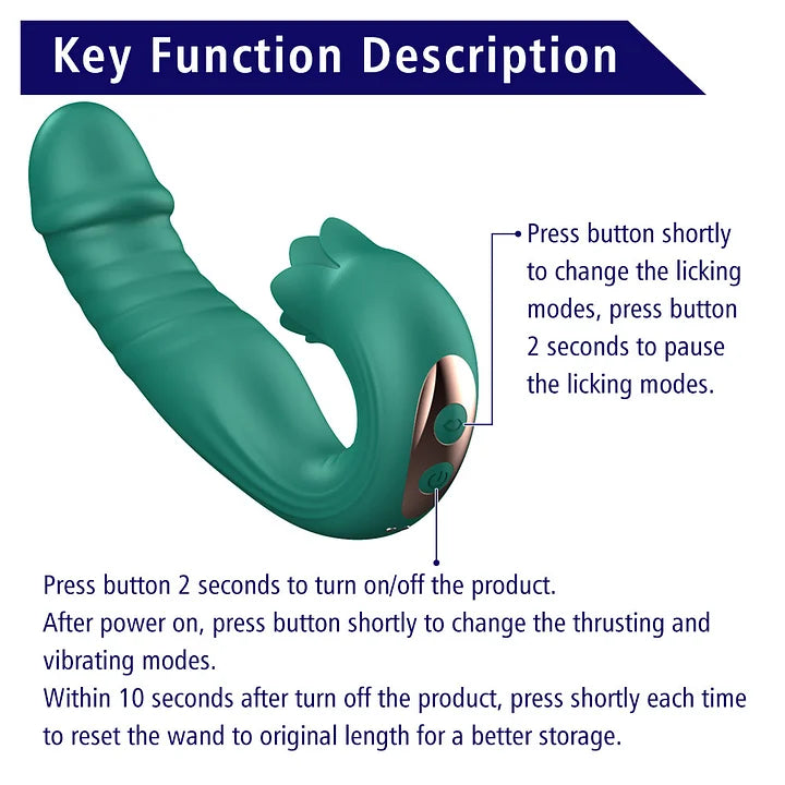 Double Ended Sex Toy for Couples, Equipped with a G-spot Vibrator with 7 Vibration and Extension Tongue Licking Modes