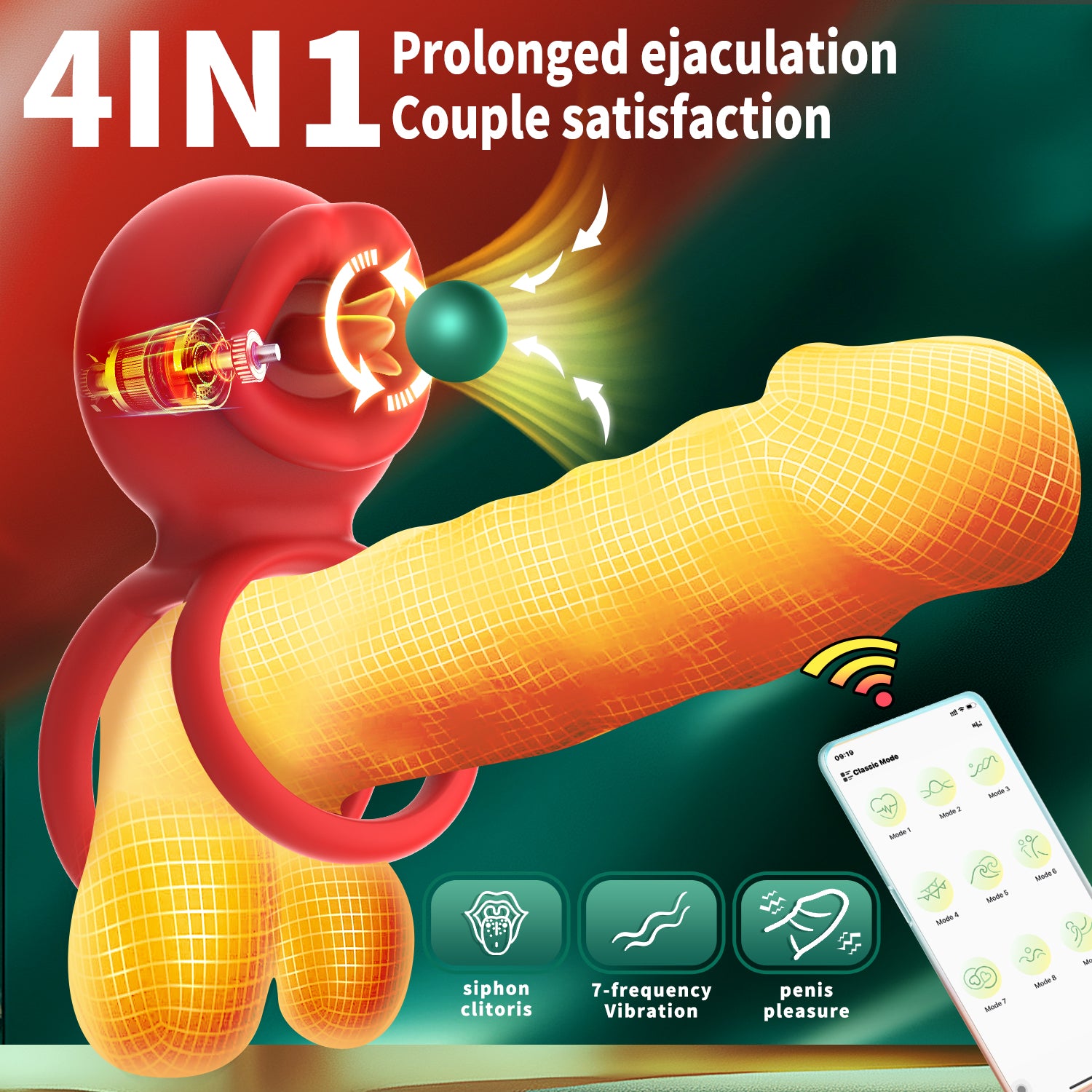 Cock Rings Clitoral Stimulator with Licking Mouth Pleasure, 9 Vibratio Cock Rings Clitoral Stimulator with Licking Mouth Pleasure, 9 Vibratio