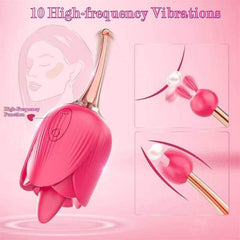 Rose Toy Tongue Licking Vibrator for Women G Spot 3 In1 Clitoral Stimulation Nipple Massager Adult Sex Toys for Female