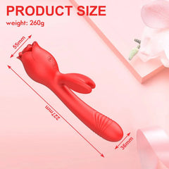 Rose Sex Toy Dildo Vibrator - Clitoral Nipple licker, 10 Frequency Sucking Stretching Vibration for Women, Insert Dildo