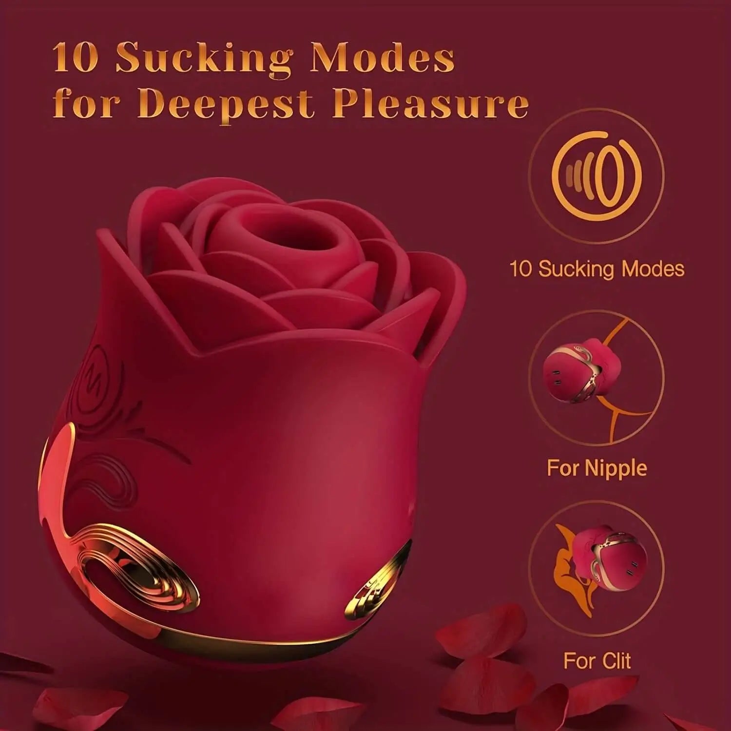 Rose Toy Female Vibrator Clitoral 10 different sucking modes Sucking Stimulator