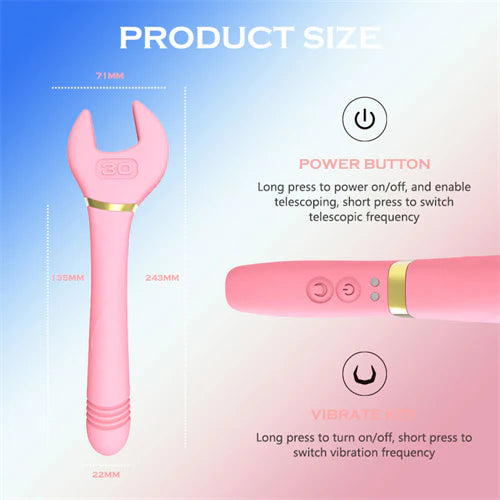 Wrench Erotic Toys - Women Vibrator with 11 Push-in and Vibration Patterns