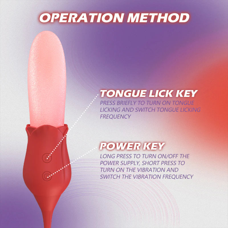 3IN1 Rose Sex Toy Realistic Tongue 7 Speed Licking 10 Vibrating Female Nipples Clitoral Stimulator