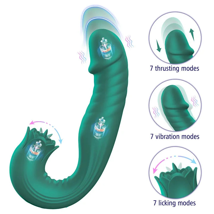 Double Ended Sex Toy for Couples, Equipped with a G-spot Vibrator with 7 Vibration and Extension Tongue Licking Modes