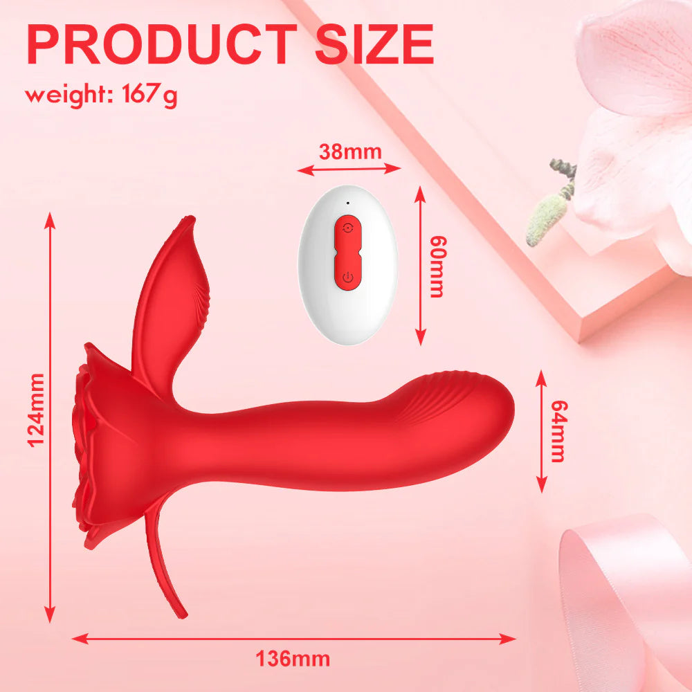 Rose Toy Wearable Panty Vibrator 4 Twist and 10 Vibration Modes with App and Remote Butterfly Vibrator