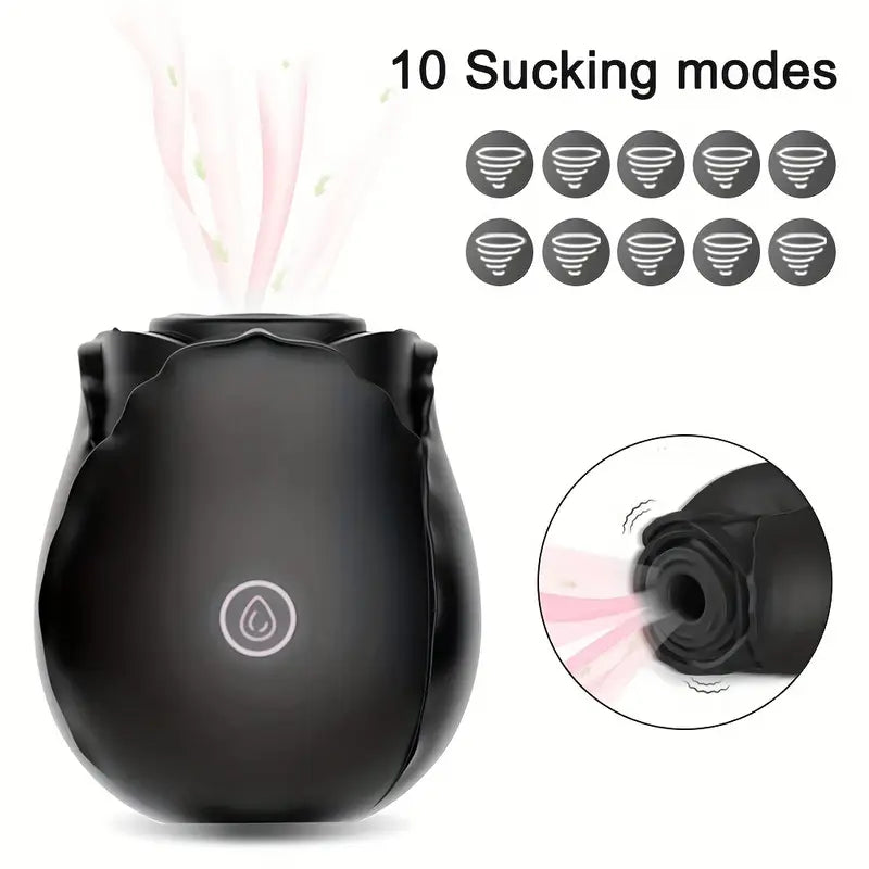 Black rose toy-Female Sex ToysWith 10 Sucking Modes, G-Spot Vibrator Adult Sex Toys