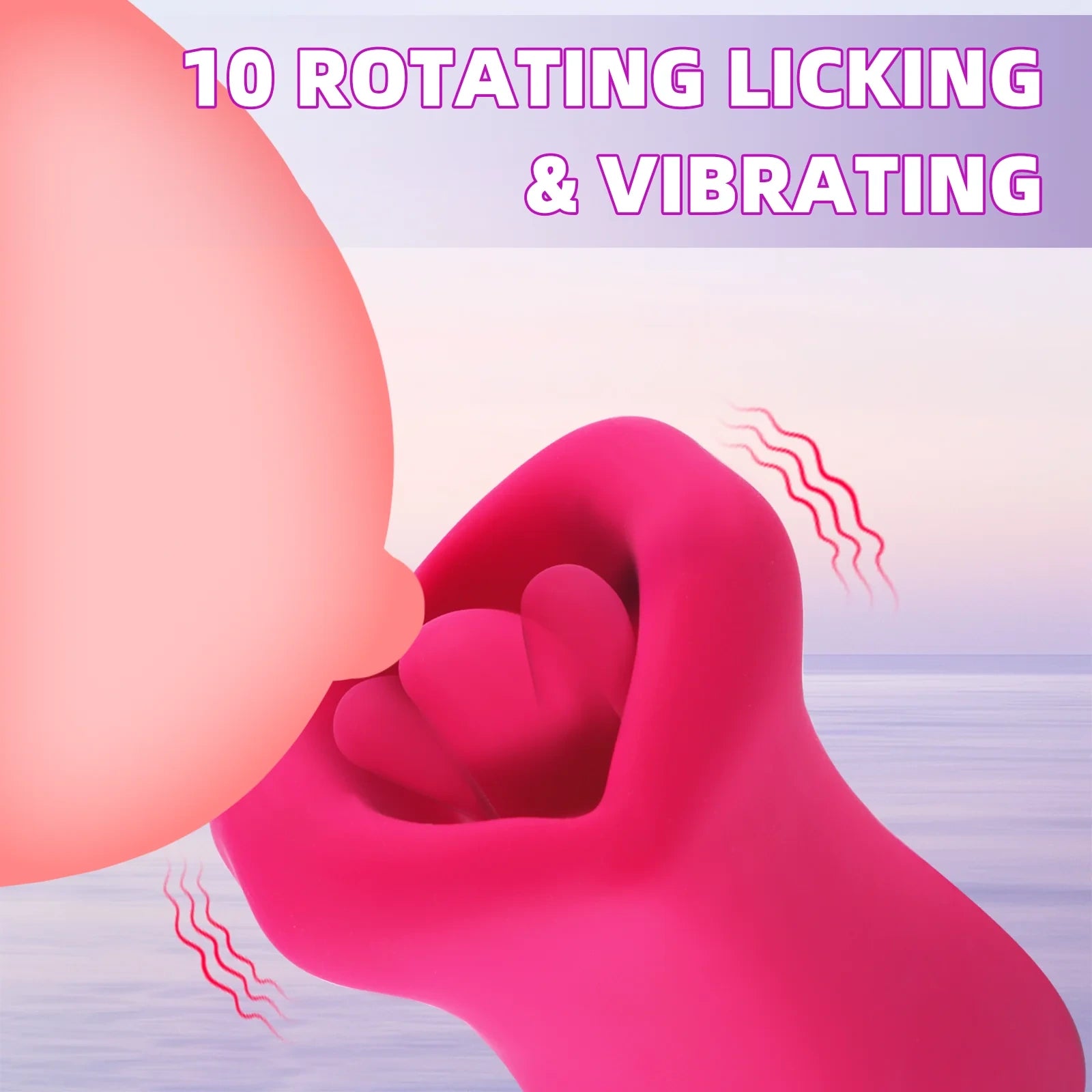 Tongue Rose Sex Stimulator for Women with 10 Rotating Licking and 10 Vibrating Modes