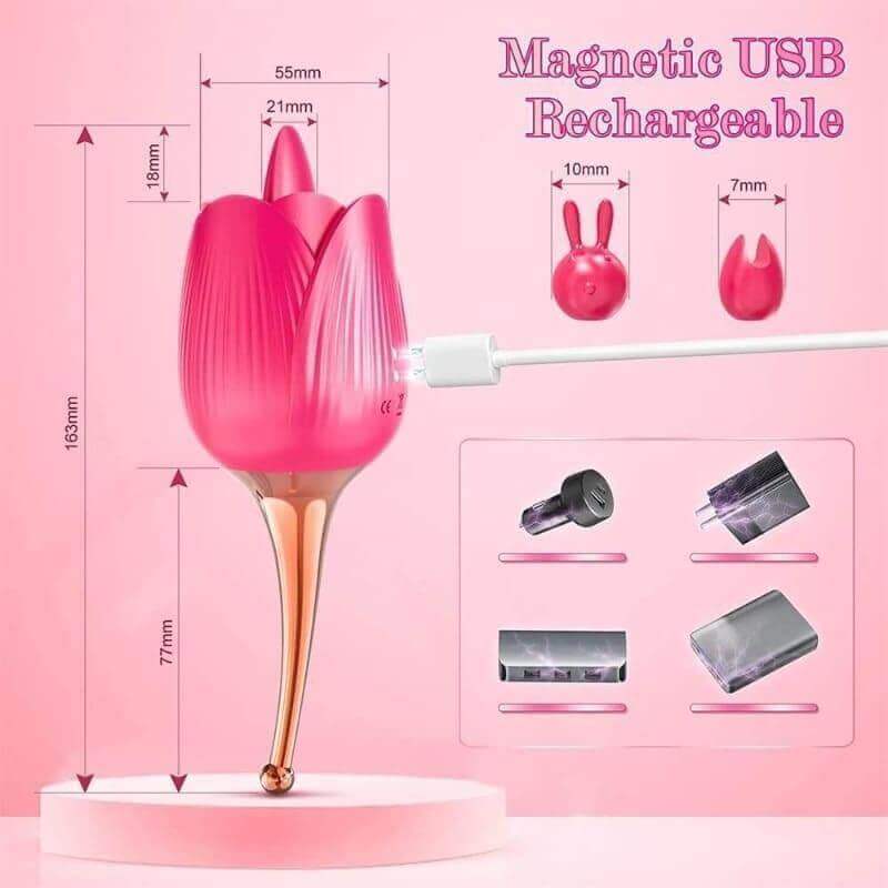 Rose Toy Tongue Licking Vibrator for Women G Spot 3 In1 Clitoral Stimulation Nipple Massager Adult Sex Toys for Female