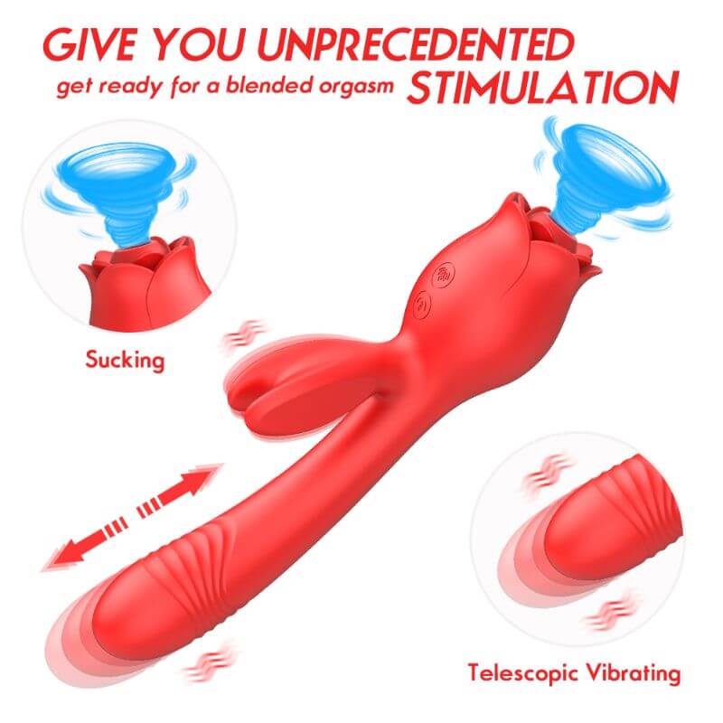 Rose Sex Toy Dildo Vibrator - Clitoral Nipple licker, 10 Frequency Sucking Stretching Vibration for Women, Insert Dildo