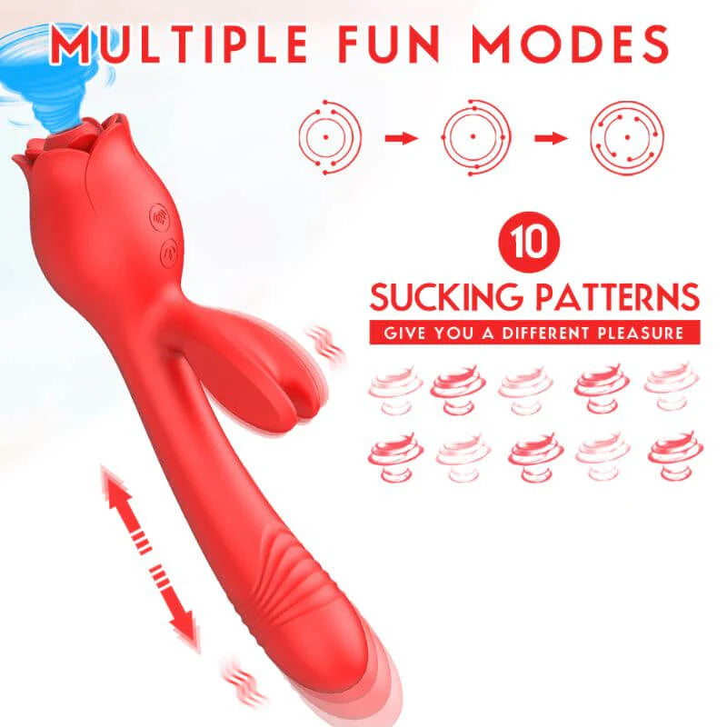 Rose Sex Toy Dildo Vibrator - Clitoral Nipple licker, 10 Frequency Sucking Stretching Vibration for Women, Insert Dildo