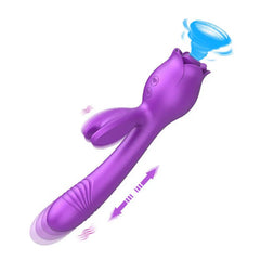 Rose Sex Toy Dildo Vibrator - Clitoral Nipple licker, 10 Frequency Sucking Stretching Vibration for Women, Insert Dildo