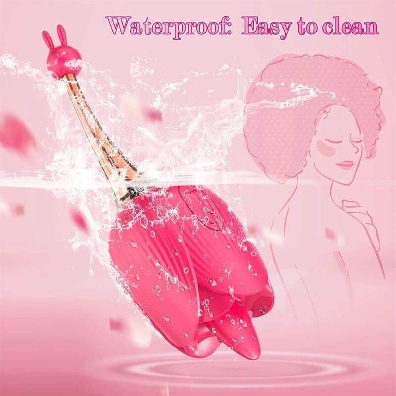 Rose Toy Tongue Licking Vibrator for Women G Spot 3 In1 Clitoral Stimulation Nipple Massager Adult Sex Toys for Female